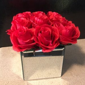 Floral Arrangement in Mirror Vase Home Decor